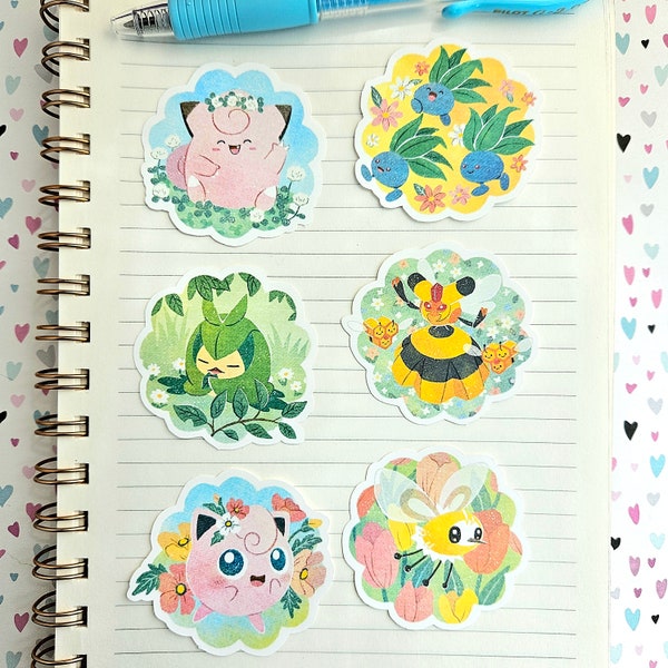 Pokemon Go Stickers: Spring 2024 Set (Cleffairy, Jigglypuff, Cutiefly, Vespiquen, Oddish, Swadloon), Pokemon Stickers