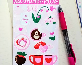 Valentine's Day Heart-Themed Sticker Sheet, Valentine's Stickers, Romantic Stickers, 4x6" Weatherproof Matte Sticker Sheet