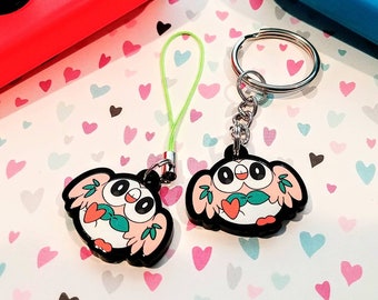 Chubby Rowlet 1" Mini Charm (single-sided), Pokemon Keychain Charm