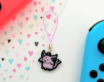 Chubby Espeon 1" Mini Pokemon Keychain or Phone Charm (single-sided)