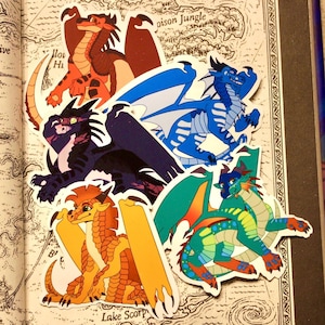 Ailes de feu - Dragonets du destin - Stickers dragons mats découpés WOF 3 pouces