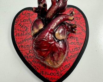 Valentine Day, Anatomical, Heart Plaque, Creepy, Horror, Goth, Witch craft