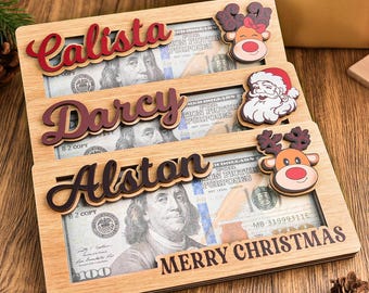Custom Christmas Money Holder, Reindeer Money Holder, Santa Money Holder, Xmas Gift for Family, Money Card Gift, Holiday Gift for Kids