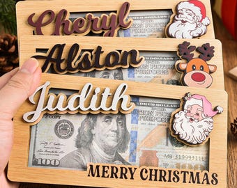 Personalized Christmas Money Holder, Santa Money Holder, Reindeer Money Holder, Xmas Gift for Family, Money Card Gift, Holiday Gift for Kids