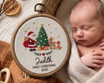 Personalized First Christmas Ornament, Custom Baby Name Embroidery Hoop, Baby's First Christmas Gift, Family Keepsake 2026