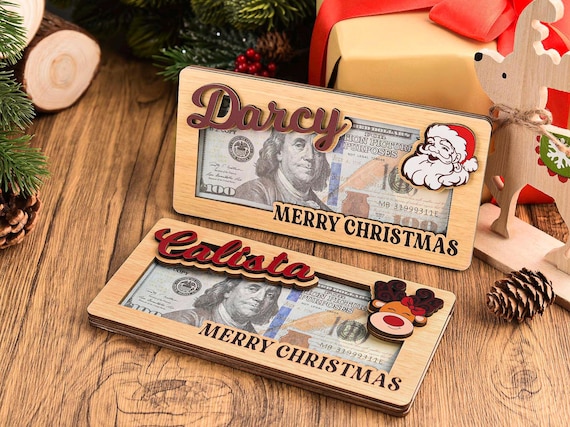 Personalized Christmas Money Holder, Reindeer Santa Bill Holder, A Few Bucks for Xmas, Gift for Family Kids, Holiday Keepsake