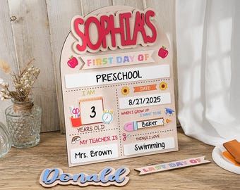 Custom First Day of School Sign, Back to School Sign, Preschool, Kindergarten 1st Day of School Sign, Last Day of School Sign, School Board