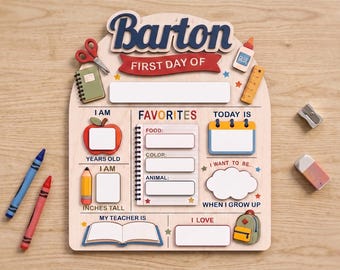 Custom First Last Day School Sign, Back to School Sign, Preschool, Kindergarten 1st Day of School Sign, Reusable Wood School Board