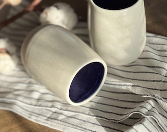 Bicchiere in ceramica fatto a mano da 370 ml / Tazza artigianale unica in ceramica / Bicchiere smaltato, regalo per gli amanti del caffè e del tè / Lavabile in lavastoviglie
