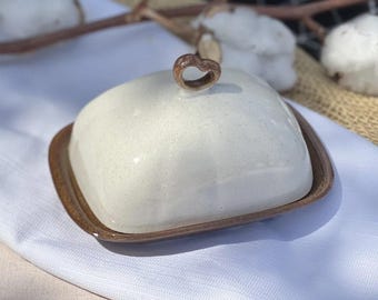 Handmade Ceramic Butter Dish: Rustic Farmhouse Kitchen Decor