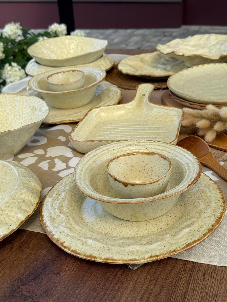 手作り陶器食器セット（2人用）：15点陶器コレクション - Etsy 日本