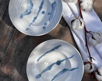 Handmade Ceramic Pasta Plate – 300ml Ukrainian Pottery – Artisan Glazed Stoneware Serving Dish