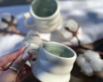 Handgjord keramisk cappuccinomugg | Rustik hantverksmässig keramikkopp 200 ml | Unik glaserad kaffekopp - present till cappuccinoälskare