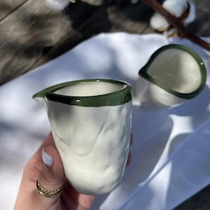 Handmade Ceramic Milk Jug 120 ml | Rustic Creamer Pitcher for Coffee & Tea | Small Pottery Sauce Server | Farmhouse Style Kitchen Decor