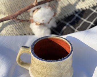 Handmade Ceramic Coffee Cup | Unique Natural Design Artisan Pottery 200ml | Glazed Drinkware Gift for Coffee & Tea Lovers