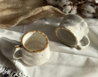 Handmade Ceramic Mug 200ml | Unique Artisan Pottery Coffee Cup | Durable Glazed Drinkware Gift for Coffee & Tea Lovers | Dishwasher Safe