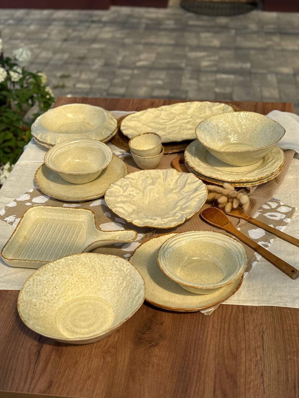 手作り陶器皿2点セット 手作り陶器食器セット（2人用）：15点陶器コレクション - Etsy 日本