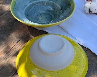 Plato de pasta de cerámica hecho a mano – Vajilla rústica artesanal