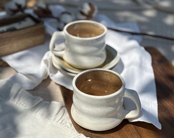 Handmade Stoneware Coffee Mug 200ml | Minimalist Ceramic Tea Cup | Artisan Pottery Gift for Coffee & Tea Lovers | Rustic Earthy Drinkware