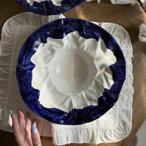 Ceramic Pasta Bowl 250ml – Handmade Stoneware Plate &quot;Rock&quot; – Wide Rustic Dinnerware – 27cm Diameter – Unique Gift – Heavy Artisan Dish