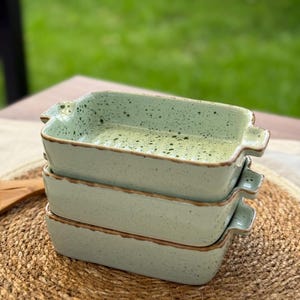 Set of 3 Mini Baking Dishes 500ml – Handmade Oven-Safe Ceramic Tray, 20×13×4.5cm – Scratch-Resistant, Dishwasher Safe - Baking Set
