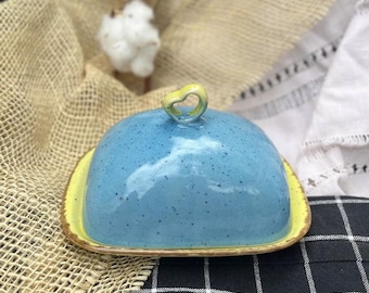 Handmade Ceramic Butter Dish with Lid | Rustic Farmhouse Kitchen Decor | Pottery Butter Keeper | Housewarming Gift
