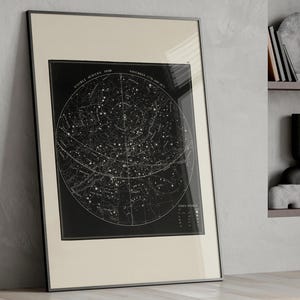 Arte mural de astronomía, póster vintage de cielo nocturno, mapa de estrellas, carta de constelaciones, impresión celestial, arte astrológico, impresión de ciencias naturales, decoración del hogar