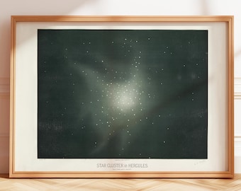 Arte de pared de astronomía, póster vintage de cielo nocturno, mapa de cúmulos estelares, carta de constelaciones, impresión celestial, arte astrológico, impresión de ciencias naturales, decoración
