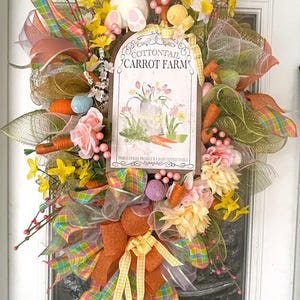 Easter Carrot Patch Swag Wreath for Easter Decor with Easter Colours and Easter Bunny Butt and Carrots