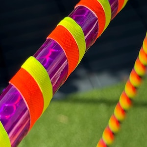 Sundown - Handmade Polypro Hula Hoop: Lila orange yellow Iridescent Dance Hoop