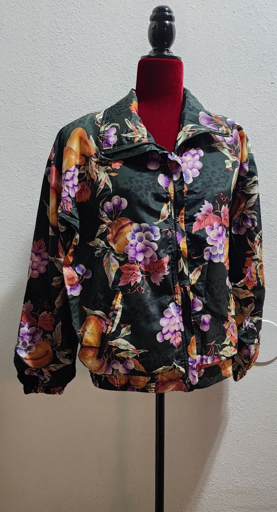 Vintage EVR silky fruit bomber jacket