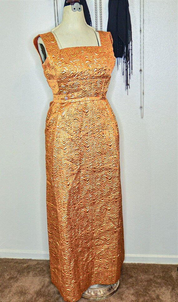 Vintage handmade embossed metallic gown