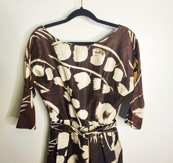 1940s Brown and cream swing dress