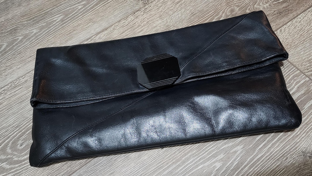 Vintage Black Towanny Leather Oversized Clutch By Laura Adams Etsy vintage-black-towanny-leather-oversized-clutch-by-laura-adams-etsy