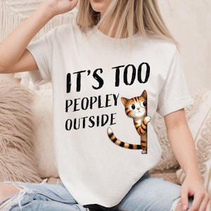 T-shirt drôle de chat introverti : c&#39;est trop de gens dehors T-shirt graphique