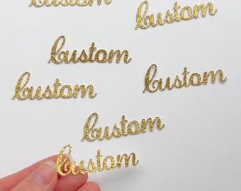 Custom Confetti, Gold Glitter Confetti, Word Confetti, Party Decor, Table Scatter, Birthday, Bachelorette, Anniversary, Wedding, Baby Shower