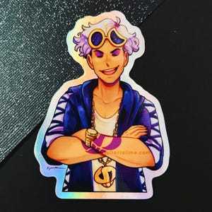 GUZMA HOLO 3.53x2.49&quot; vinyl sticker, waterproof sticker, sticker, illustration, shiny sticker for gamers, game consoles, sketchbooks