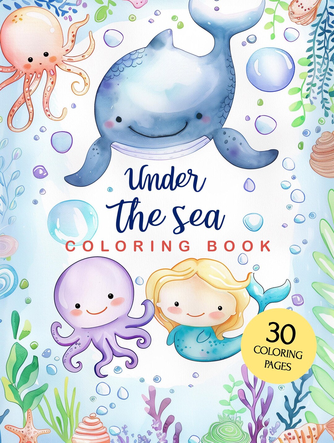 Printable Ocean Coloring Book for Kids – 30 Fun Bubble-style Pages ...