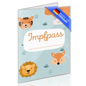 Individuelle Impfpass Hülle/Impfausweis Hülle Tiere (9,9 x 13,7cm) für Jungen und Mädchen (selbst personalisierbar) | Geschenk für Geburt