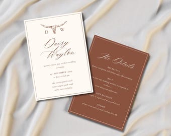 Customizable Rustic Western Cowboy Wedding Invitation Template
