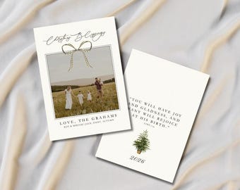 Modèle de carte de Noël chrétienne personnalisable | Verset biblique | Téléchargement numérique |