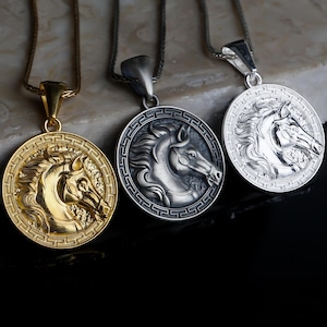 Gold Horse Head Pendant, Sterling Silver Horse Necklace, 18k Gold Stallion Necklace, Unisex Horse Pendant, Classy Horse Necklace