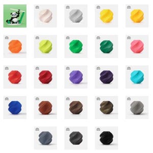 May include: A set of 36 colorful, spiral-shaped, plastic fidget toys. The toys are arranged in a grid pattern, with each color represented in a separate square.