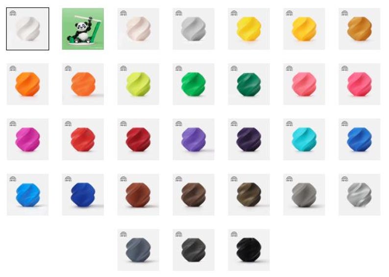May include: A set of 36 colorful, spiral-shaped, plastic fidget toys. The toys are arranged in a grid pattern, with each color represented in a separate square.