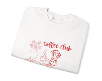 Coffee Club Sweatshirt | Iced Coffee Graphic, Pink Accents (Cotton-Poly Blend)