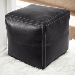 Authentischer Leder Ottoman Pouf, Marokkanischer Ottomane Fußhocker, Quadratischer Leder Pouf, Handgefertigtes Wohnkultur, Leder Sitzsack