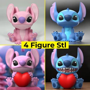 Stitch And Angel High Quality STL File Pack, Angel Figure STL, Stitch Figure STL, Stitch Model File, Movie Anime 3D Model