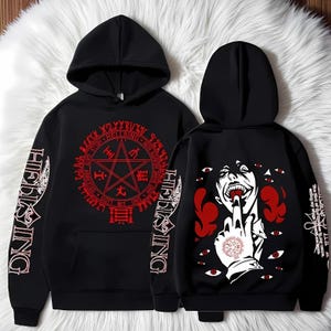 Anime Hellsing Hoodie, Unisex Harajuku Streetwear Pullover with Manga Print, Hip Hop Oversized Sweatshirt for Women, Gift for her