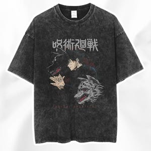 T-shirt Jujutsu Kaisen, T-shirt anime Toji Fushiguro en édition limitée, T-shirt graphique anime vintage, T-shirt ras du cou en coton délavé pour homme