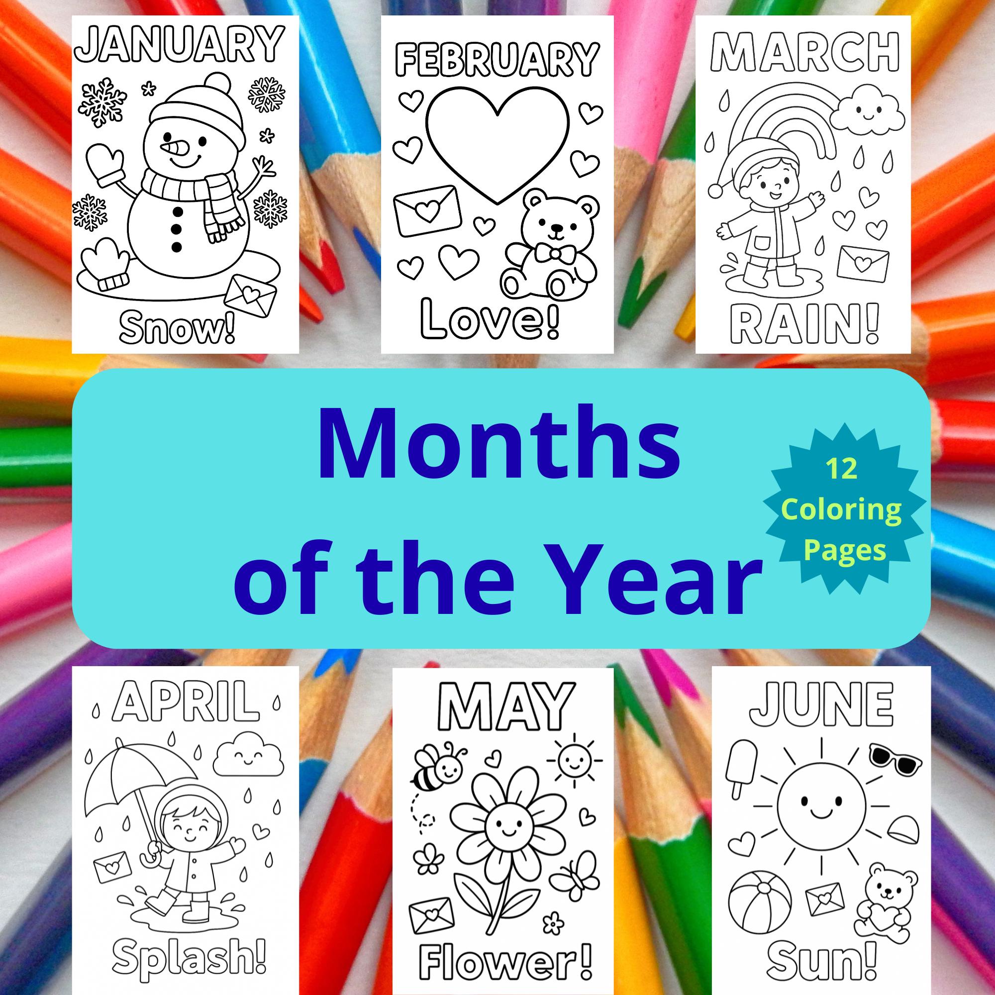 Months of the Year Coloring Pages (for Kids 3–5) - Etsy